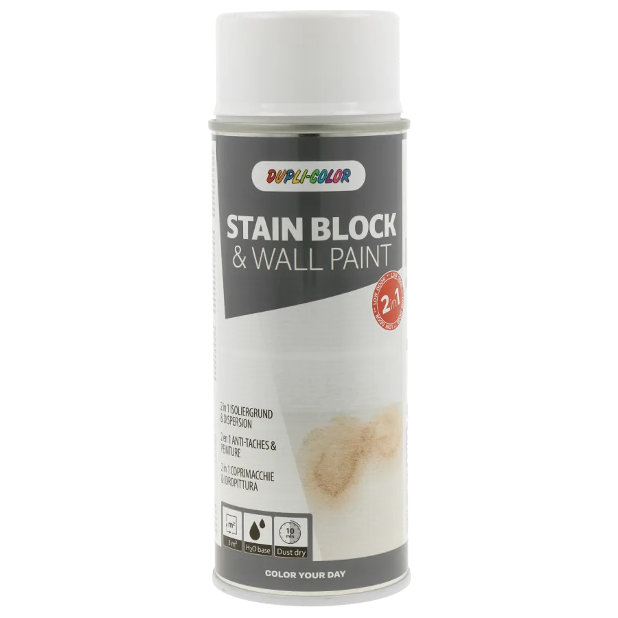 Біла акрилова фарба для плям 2 в 1 Dupli-Color 2 in 1 Stain Blocking Primer & Dispersion Paint, 400 мл