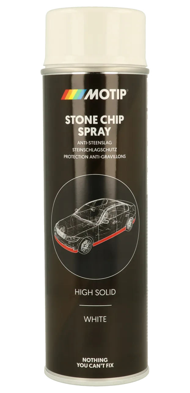Антигравий в баллончике (высокое содержание сухого остатка) MOTIP Stone Chip Spray 500 ml (High Solid), чёрный, 500 мл